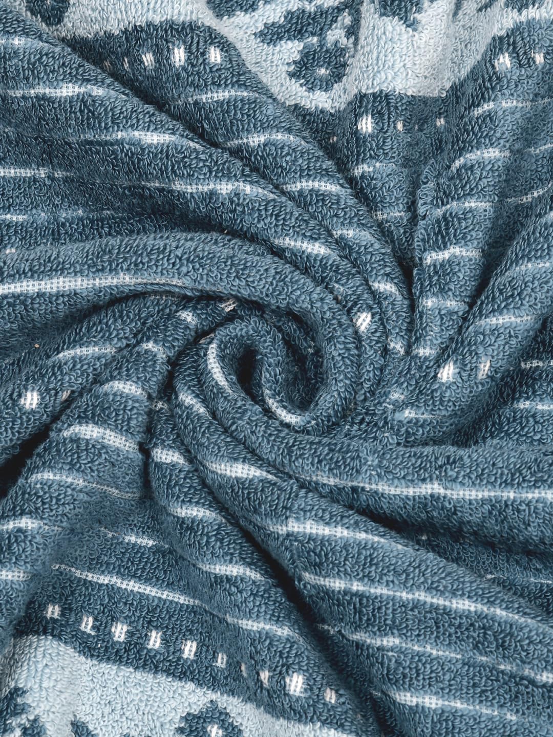 Homefresh Print Cotton Bath Towel 500 Gsm | Geometric Pattern Navy Blue & Grey (Tulis)