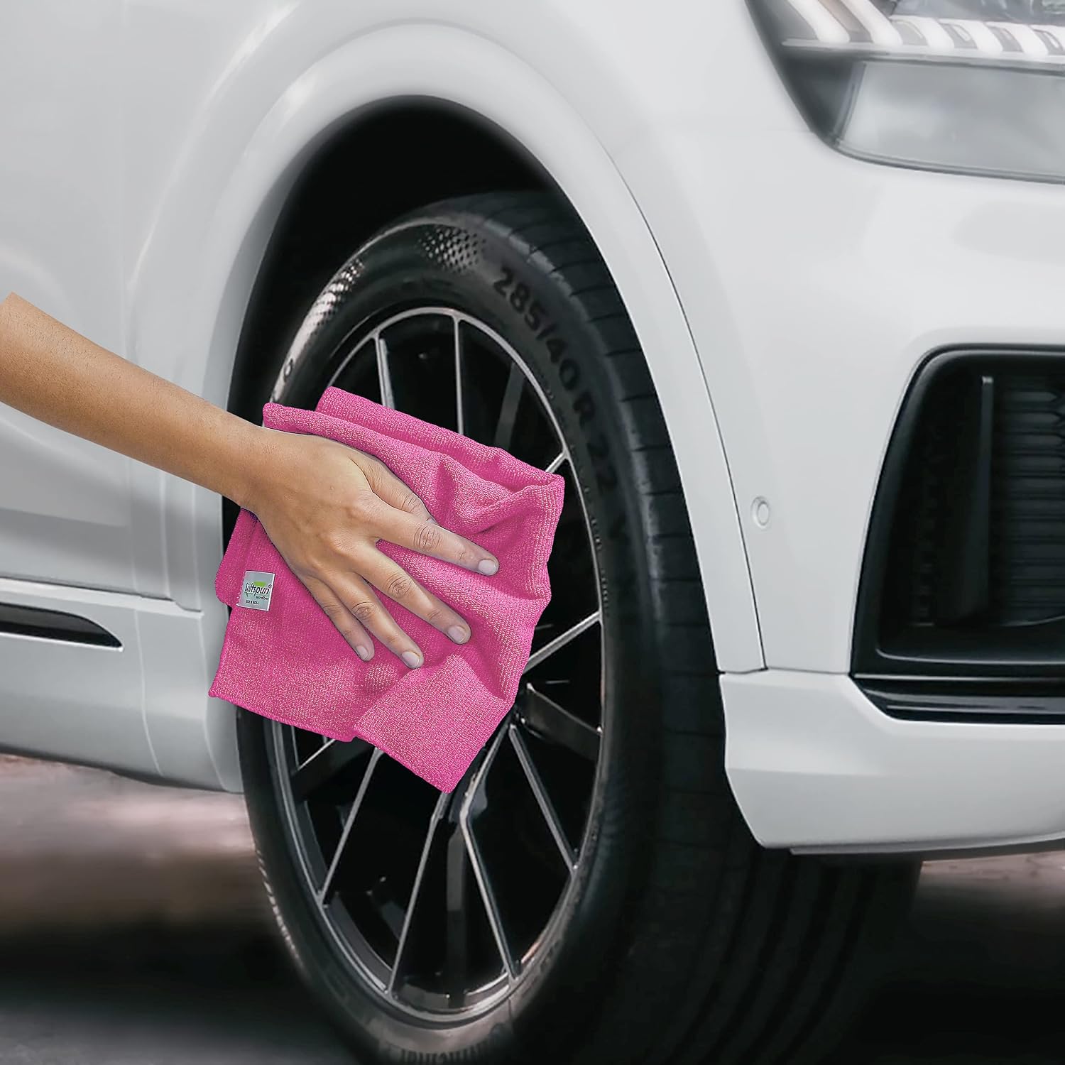 Softspun Microfiber Cloth 450 Gsm | Thick Lint & Streak-Free Multipurpose Cloths Automotive Microfibre Towels (3 Pcs) - Pink