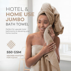 Pro Linen 100% Cotton Jumbo Bath Towel 500 Gsm | Extra Large Super Soft & Fluffy | Hotel & Home Use