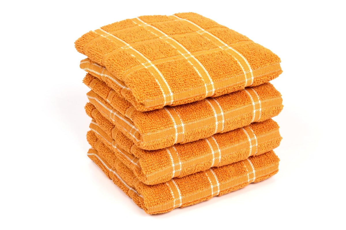 Texstyle 100% Cotton Kitchen Multipurpose Towel 600gsm | Kitchen Cleaning & Quick Drying Of Plates & Glasses, High Absorbency Towel - Pack Of 4 (Mustard)
