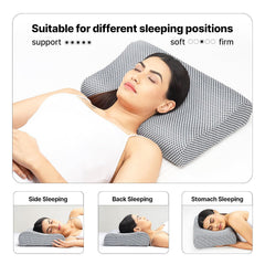 Ultimate Cervical Pillow For Neck & Shoulder Pain Relief, Grey Mesh | Improves Posture & Spinal Alignment | For Pain Relief Cushion With Memory Foam Pillow & Skin Friendly Cover