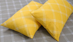 Premium Cotton Bedsheet For Double Bed King Size With 2 Pillow Covers - (108 X 108 Inches) Brandon Beige & Yellow | Ideal For All Season Comfortable Bedsheet