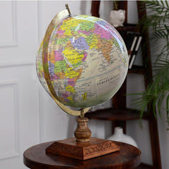 Rotating World Globe 12 Inch With Metal Arc And Wooden Stand For Home Decor, Office Decor, Birthday, Party Gifts & Anniversary (Tiranga) Pack Of 1