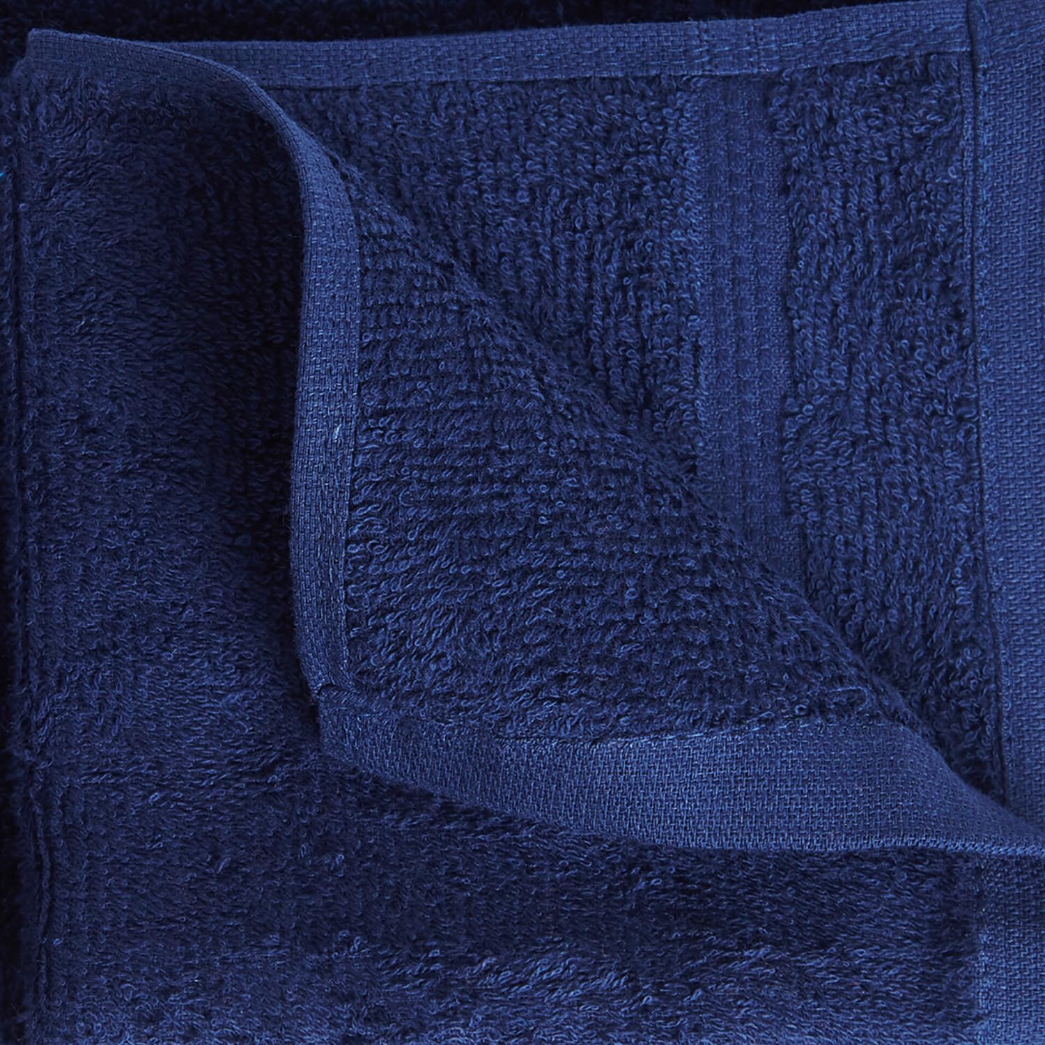 Welspun 100% Cotton Large 1 Bath + 1 Hand & 2 Face Towels 1000 Gsm | Dobby Solid Towel Combo Set (Dark Blue)