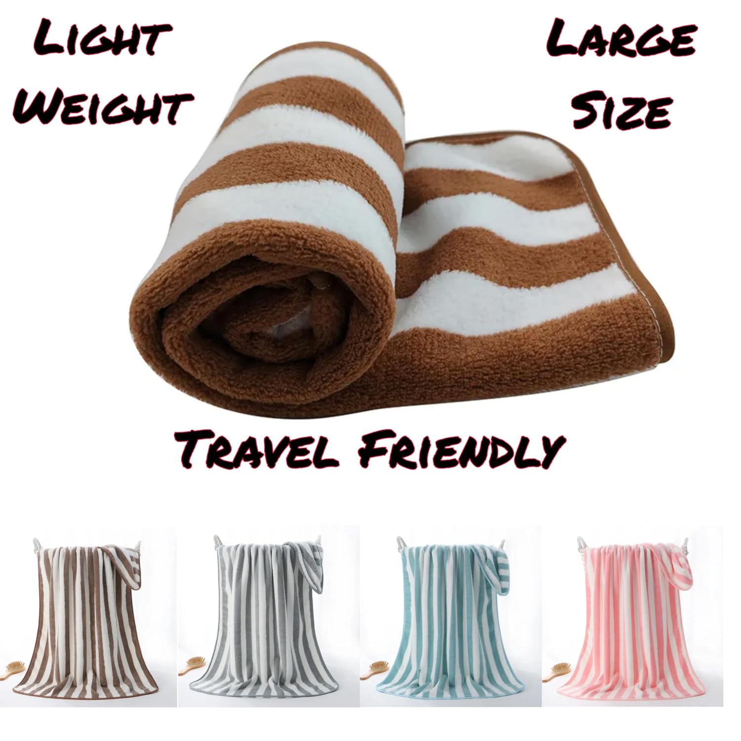 Cotton Bolls Textiles Microfiber Towels For Bath-Soft Coral Fleece Towel With Hook Quick Dry Super Absorbent Bath Towel For Men & Women (Stripe Pink)
