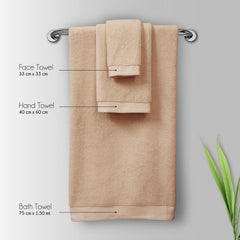 Spread Spain Resort Luxury Hotel & Spa Quality Luxurious Cotton Face Towel 720 Gsm Maximum Softness & Absorbency, Ultra-Durable - Beige (2 Piece)