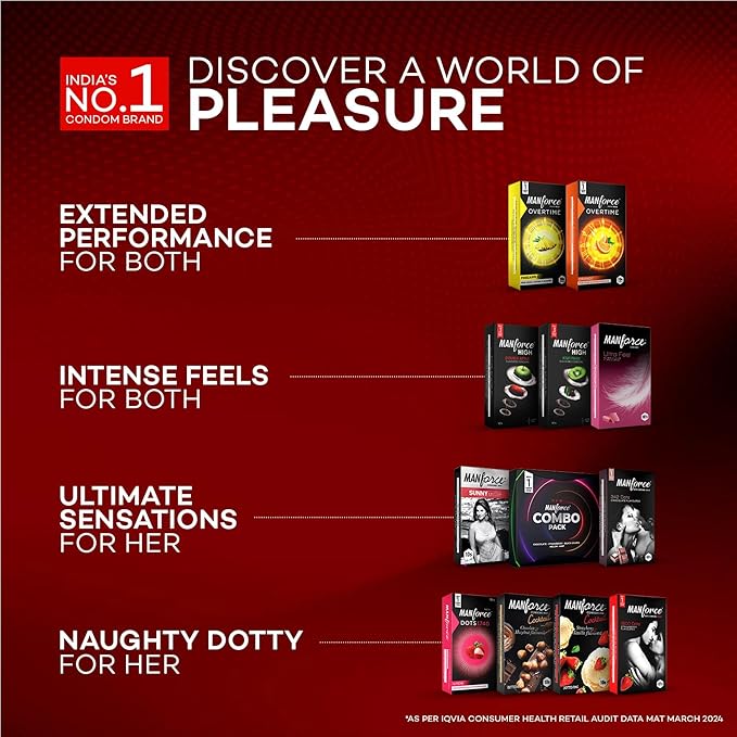 Manforce Xotic Strawberry Flavoured Condoms For Men 50 Pcs Extra Dotted & Lubricated Latex Condoms