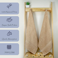Rangoli 100% Cotton Fibre Bath Towel 1000 Gsm | Highly Durable & Super Absorbent Towel | Skin-Friendly & Quick Drying Luxury Towels (Beige) - Pack Of 2