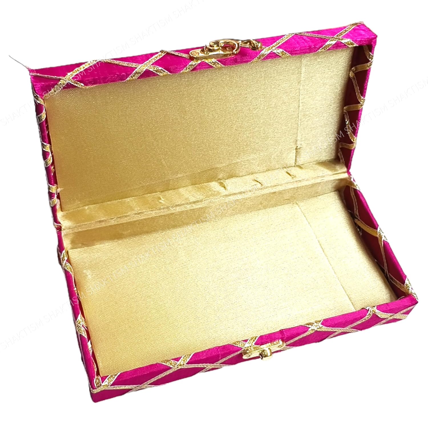 Decorative & Attractive Box Cash Box, Shagun Box, Jewellery Box, Money Box Envelop Wedding, Gift Box, Bangel Box Patola Design, Random Colour - Pink, Material - Wooden