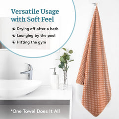 Kuber Industries Microfiber Bath Towel 1750 Gsm | Large Size Soft Quick Dry & Absorbent Shower Bath Towel (Circle - Golden)- Pack Of 5