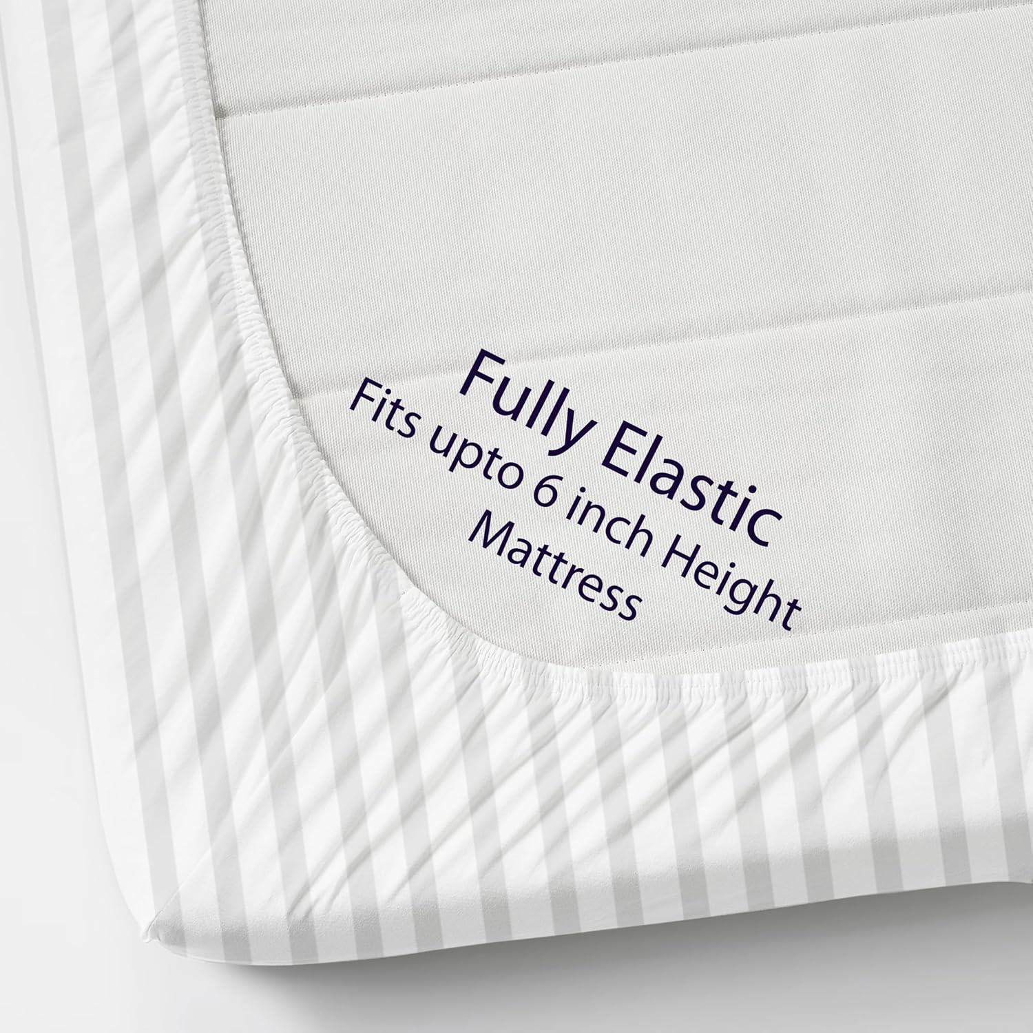 Cotton Elastic Fitted King Size Double Bed Bedsheet With 2 Pillow Covers - 72x78x6 Inches, White | Durable Bedsheets For Everyday Comfort