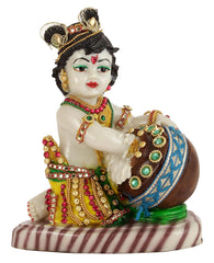Lord Krishna Makhan Chor Idol, Figurine Showpiece - 19 X 15 X 9 Cm, Handmade Idol | Decoration Items For Home Décor, Living Room, Mandir, Temple, Pooja Room, Table Decorative Gifts