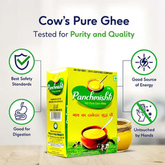 Organic Pure A2 Pure Ghee By Panchmishti | Good Source Of Vitamin A & Healthy Desi Danedar Cow Ghee Perfect For Laddus | (1 Litr) 33.8 Ounce | Box Pack