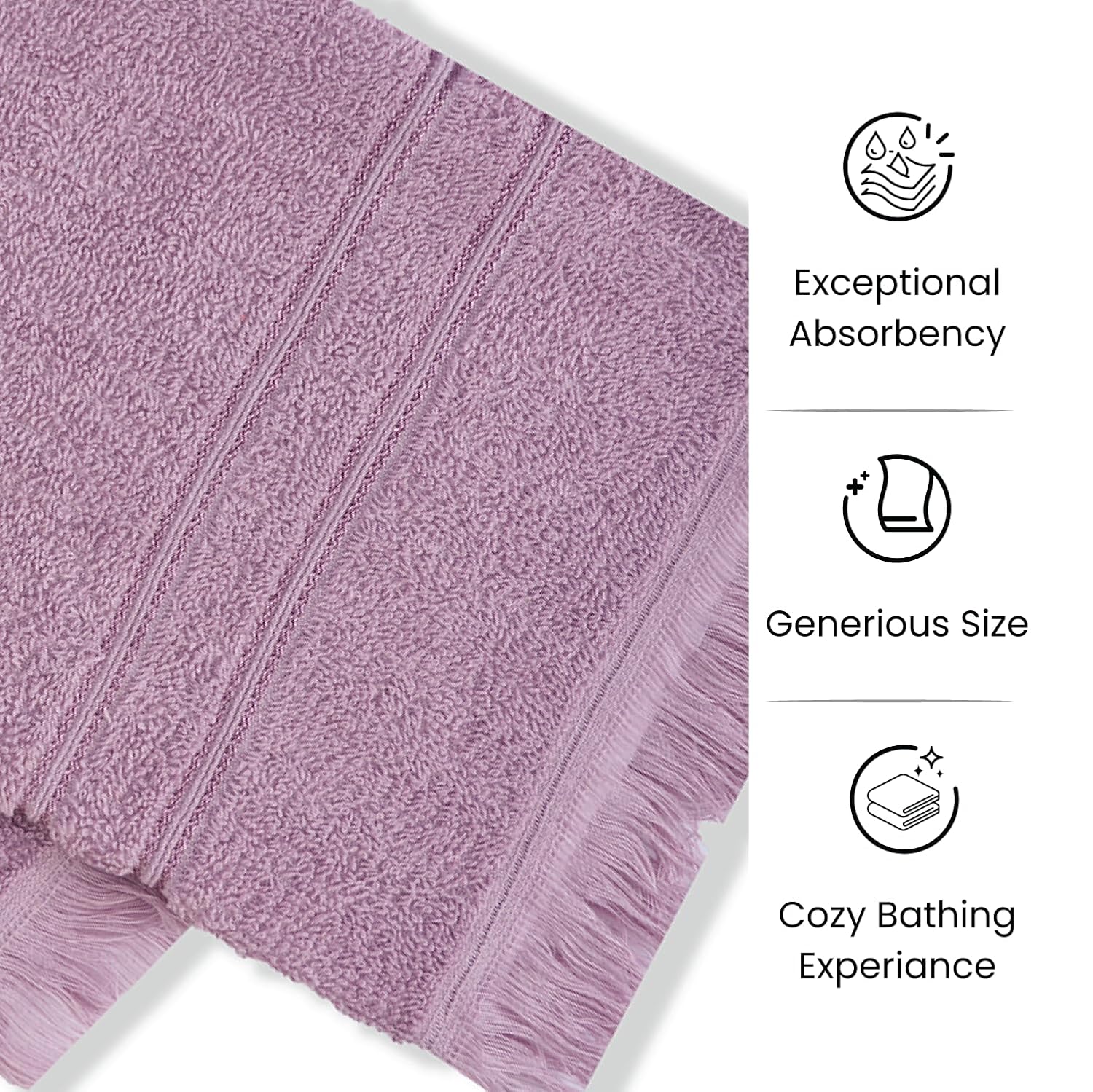 Prime Club Premium 100% Cotton Hand Towel 400 Gsm | Bathroom Essentials Soft Quick-Dry Cotton Towel (Lavender) - 2 Pcs