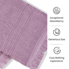 Prime Club Premium 100% Cotton Hand Towel 400 Gsm | Bathroom Essentials Soft Quick-Dry Cotton Towel (Lavender) - 2 Pcs