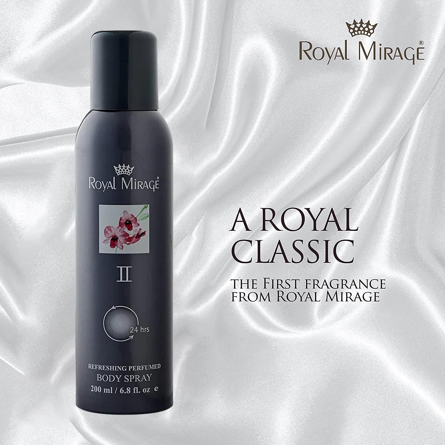 Royal Mirage II Grey Refreshing Perfumed Body Spray 200ml 6.8 Fl.oz. Unisex Fragrance | Lasting Upto 24Hrs