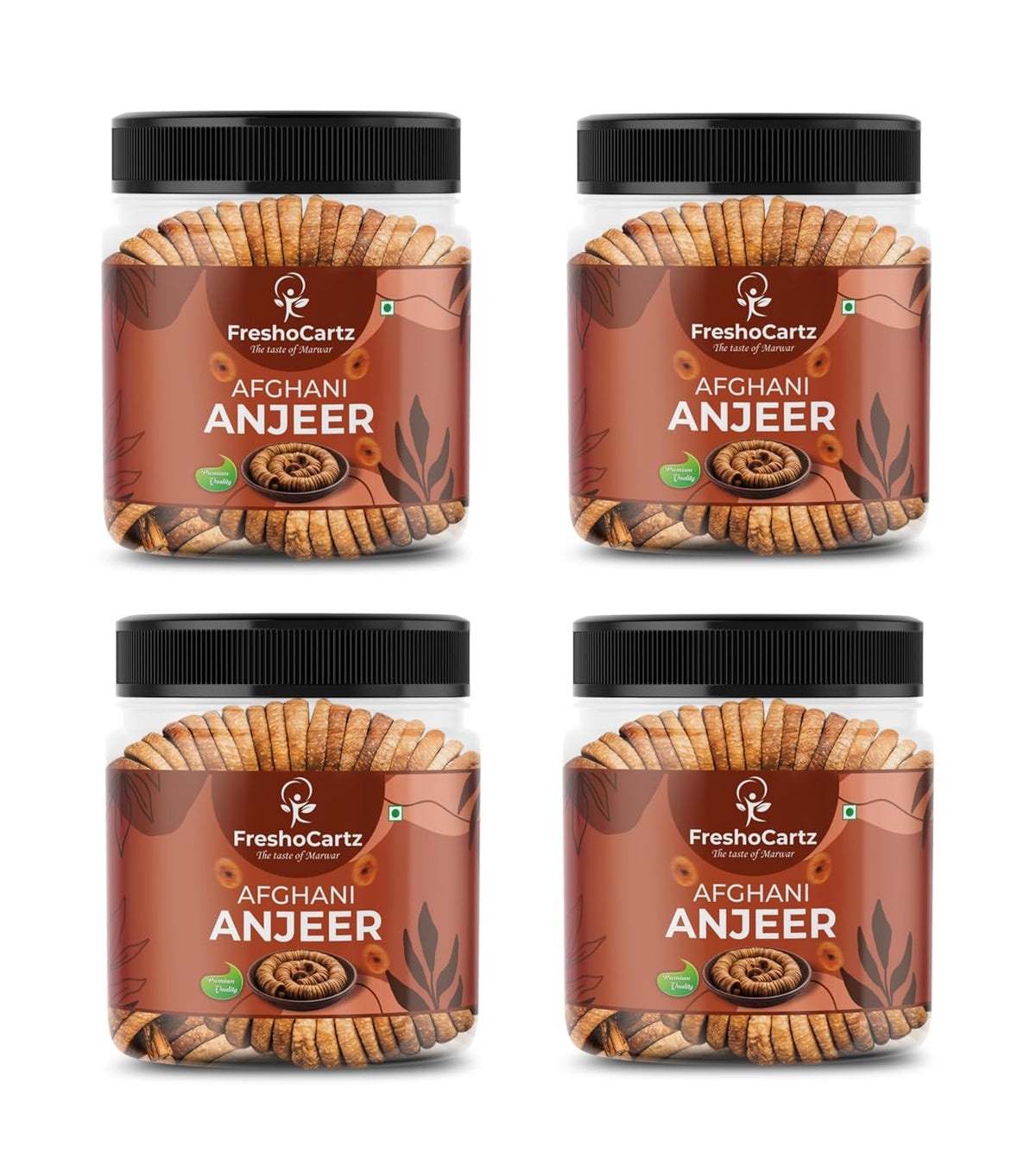 Premium Dried Anjeer Dry Fruits By FreshoCartz 1kg, (250gm*4) Each | Rich Source Of Fiber & Calcium | Afghanistan Dried Figs Jar Pack | 35.2 Ounce