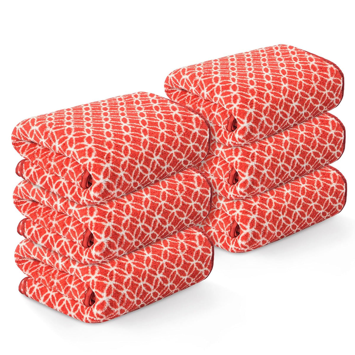 Heart Home Microfiber Soft Face Towels 1300 Gsm | Quick Dry & Absorbent Hanging Hand Towels Circle - Red (Pack Of 6)