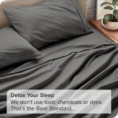 Perfect Flat Queen Size Bedsheet With 2 Matching Pillow Cover - 90 X 100 Inches, Dark Grey | Natural Breathable & Wrinkle Free | 400 Thread Count