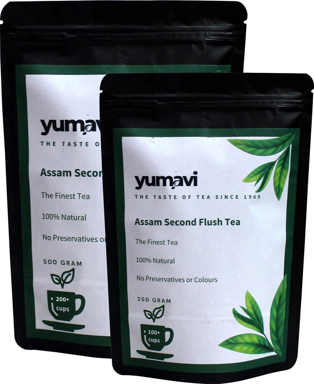 Yumavi Assam Second Flush CTC Tea With Long Leaves Pack Of 2 - 500+250gm, 26.4 Ounce | Refreshing & Aromatic Kadak Chai - No Colours Or Preservatives | Freshly Handpicked, Medium Caffeine