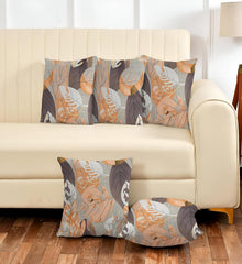 Microfiber Square Pillow Cushion For Sofa & Bed, Grey Color - 24 X 24 Inch | Brown Leaf Deigns, Soft, Comfortable Pillow, Back, Neck Support | Breathable, Removable Cover - Set Of 5