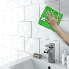 Softspun Microfiber Cleaning Cloths Towel Set 300 Gsm | Highly Absorbent Lint And Streak Free Multi-Purpose Wash Cloth For Kitchen, Car, Stainless (2 Pcs)- Green & Sky Blue