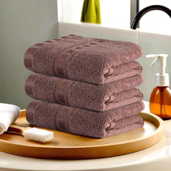 Kuber Industries Cotton Face Towel 600 Gsm | Workout Gym Napkins Hand Towel For Men & Woman Quick-Drying Napkins -Brown (Pack Of 3)
