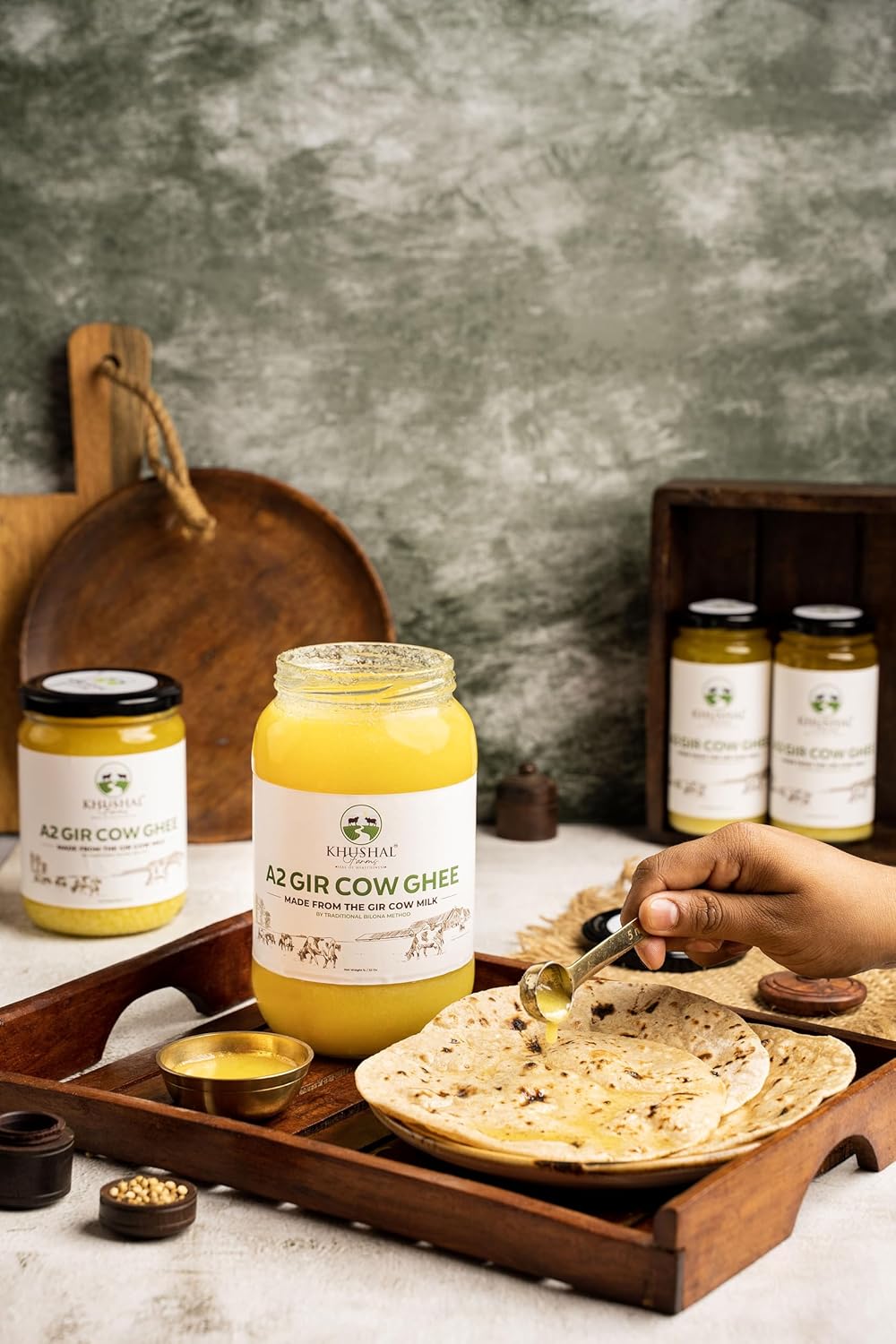 Premium Natural A2 Gir Cow Ghee By Khushal Farms | High In Protein Fiber & Nutrients Healthy Desi Ghee Good For Taste | (1 Litr) 33.8 Ounce | Jar Pack