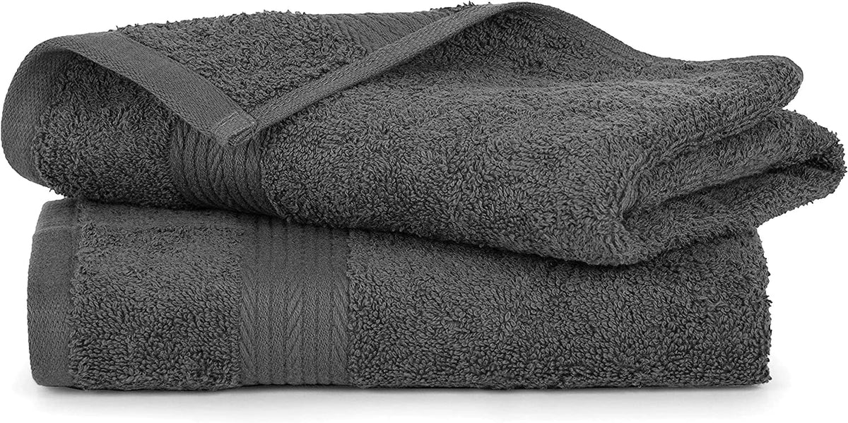 Tiqh Organic Cotton Thick & Plush Hand, Gym & Workout Hand Towel 500 Gsm - Set Of 2 (Charcol)