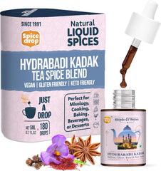 Spice Drop Hyderabadi Kadak Tea Spice Blend - 180 Cups, 5ml, 0.1 Fl.Oz. | Contains Rose, Saffron & Clove - Chai Masala Drops | GMO Free, No Preservatives, Gluten Friendly, Keto Friendly