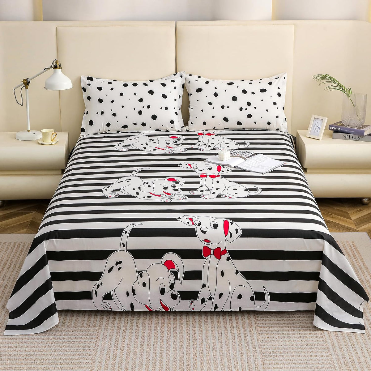 King Size Bedsheet With 2 Pillow Covers - 88 X 106 Inches, Black & White | Summer Breathable & Wrinkle Free | Bedsheet Long Lasting & Soft To Touch