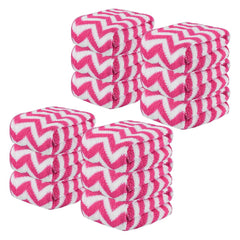 Kuber Industries Super Absorbent & Reusable Microfibre Face Towel 1300 Gsm (Zig Zag Pink) - Pack Of 12