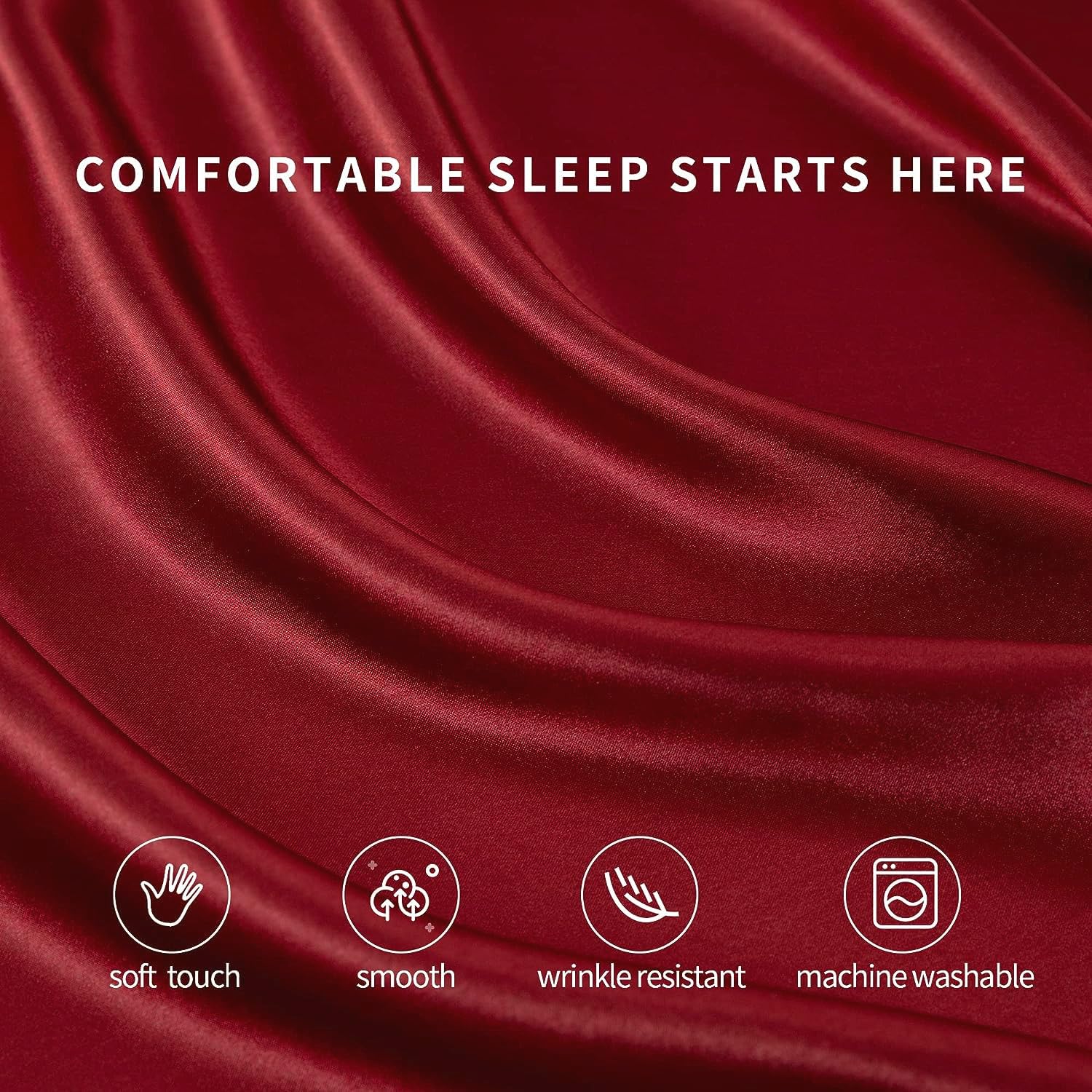 1 Double Bedsheet For Queen Size With 2 Pillow Covers - 90 X 100 Inches, Crimson Red | Perfect For Romantic Night, Excellent Gift For All Celebrations Bedsheet
