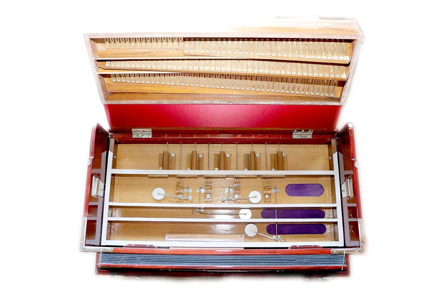 Musical Instrument Harmonium With Coupler - 42 Italian Keys, 3 1/2 Octave, 3 Set Of Premier Reeds (Base, Male & Female)