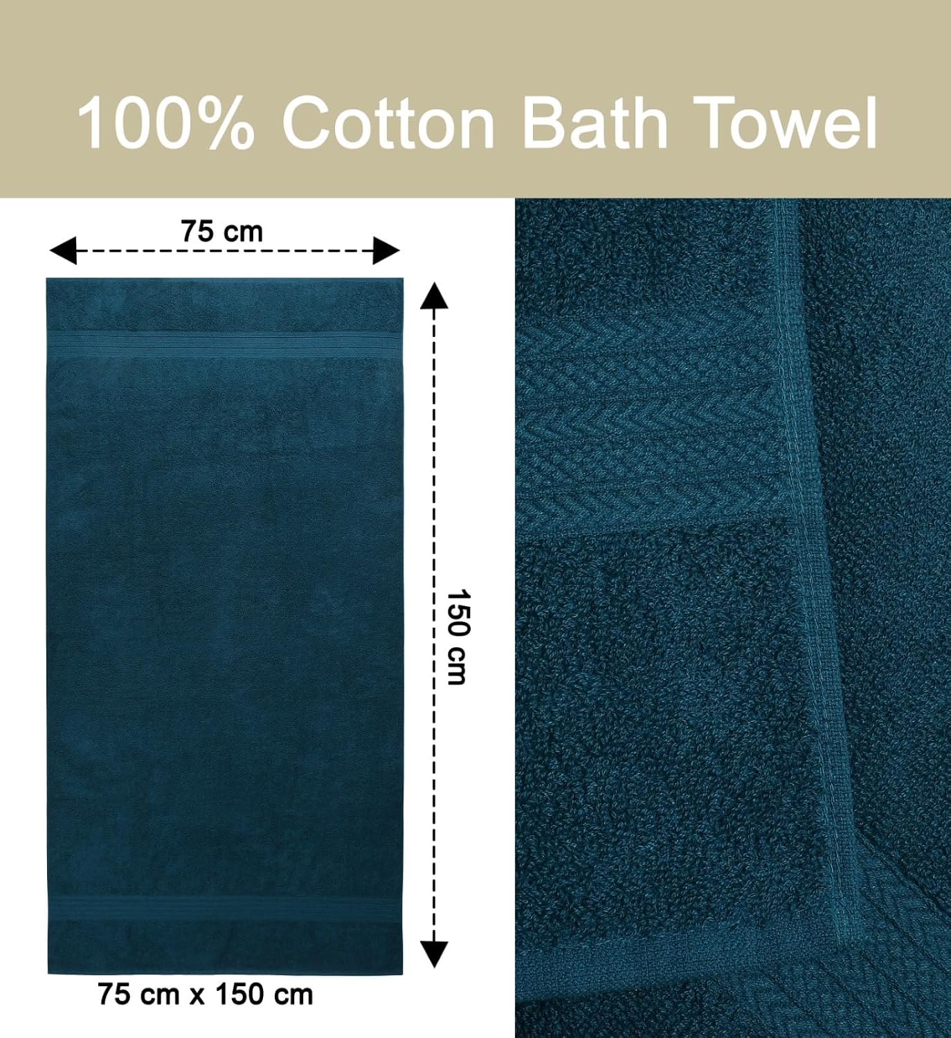 Soweto Luxury Cotton Bath Towel 550 Gsm | Ultra Soft & Super Absorbent Bath Sheet Quick Dry, Lightweight & Durable Fabric Large Size Towel (Teal)