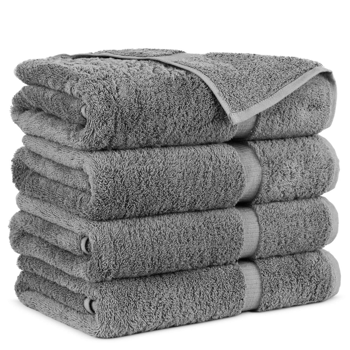 Towel Bazaar Hotel Quality Turkish Cotton Bath Towels 2 Kg (Gray) - 4 Piece
