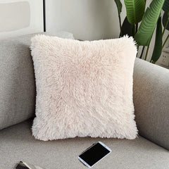 Small Fur Pillow, Cushions For Sofa - Red, Beige, White & Pink Pillow, Standard Size - 12x12 Inches | Soft Pillow, Washable, Easy To Clean - Pack Of 4 | Best Pillow - Model 3