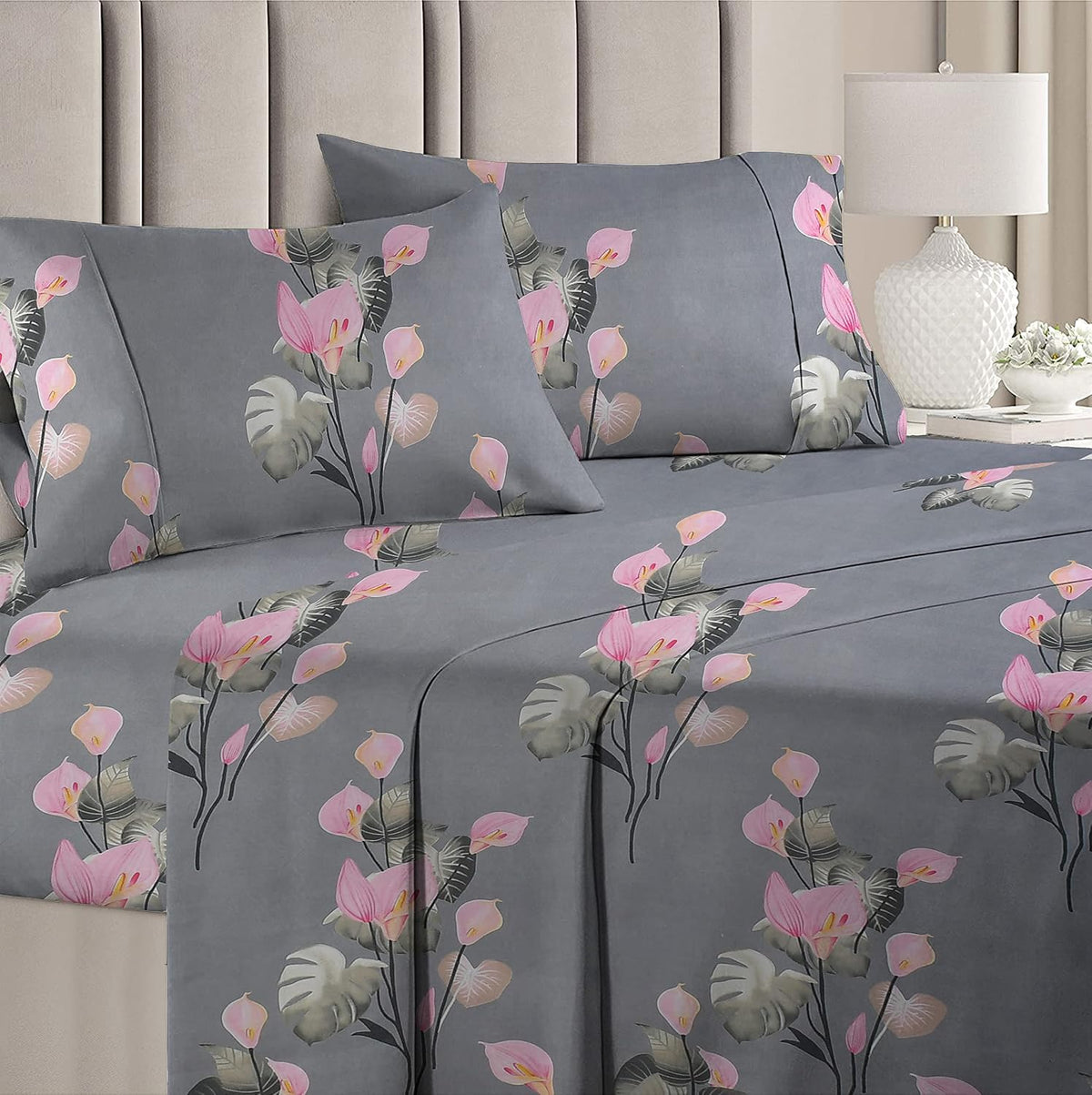 Pure Cotton Double Bed Bedsheets With 2 Pillow Covers - 90 X 90 Inches, Grey | Ideal For House - Bedroom, Guest Room, Perfect Gift For Festivals