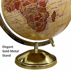 Rotating World Globe 8 Inch With Gold Metal Arc For Education & Learning For Kids & Students, Geography Lovers, Showpiece For Home Decor, Office Desk, Study Table, Gift, Pack Of 1