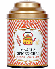 San-Cha Tea Boutique Masala Spiced Chai - 100gm, 3.5 Ounce | Original Masala Blend With Ginger, Cardamom & Cinnamon - Premium Assam Tea Blend | Medium Caffeine Loose Leaves
