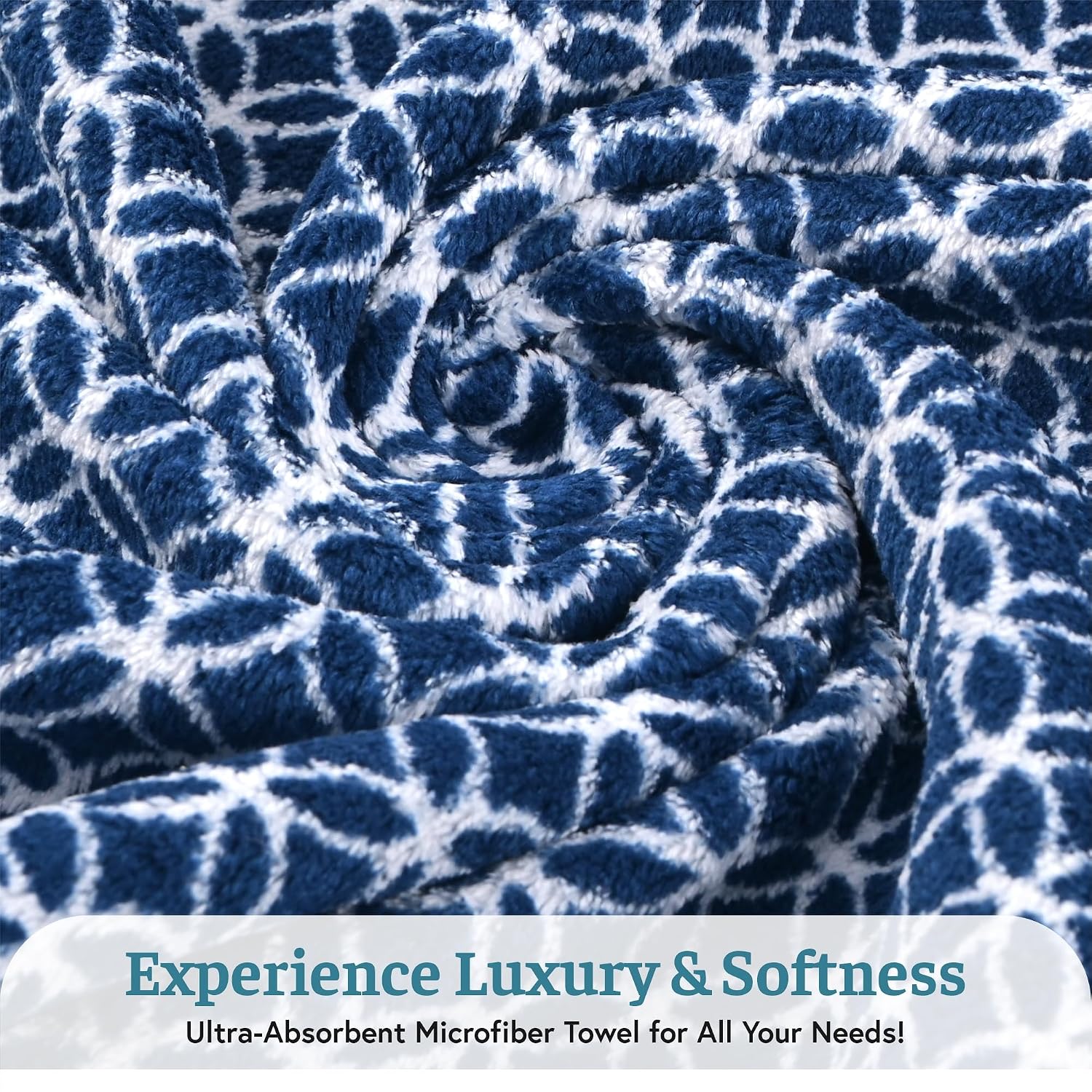 Heart Home Microfiber Bath & Face Towels 1800 Gsm | Quick Absorbent Hand Towels For Wash Basin Bathroom & Kitchen Circle (Blue) - Pack Of 6