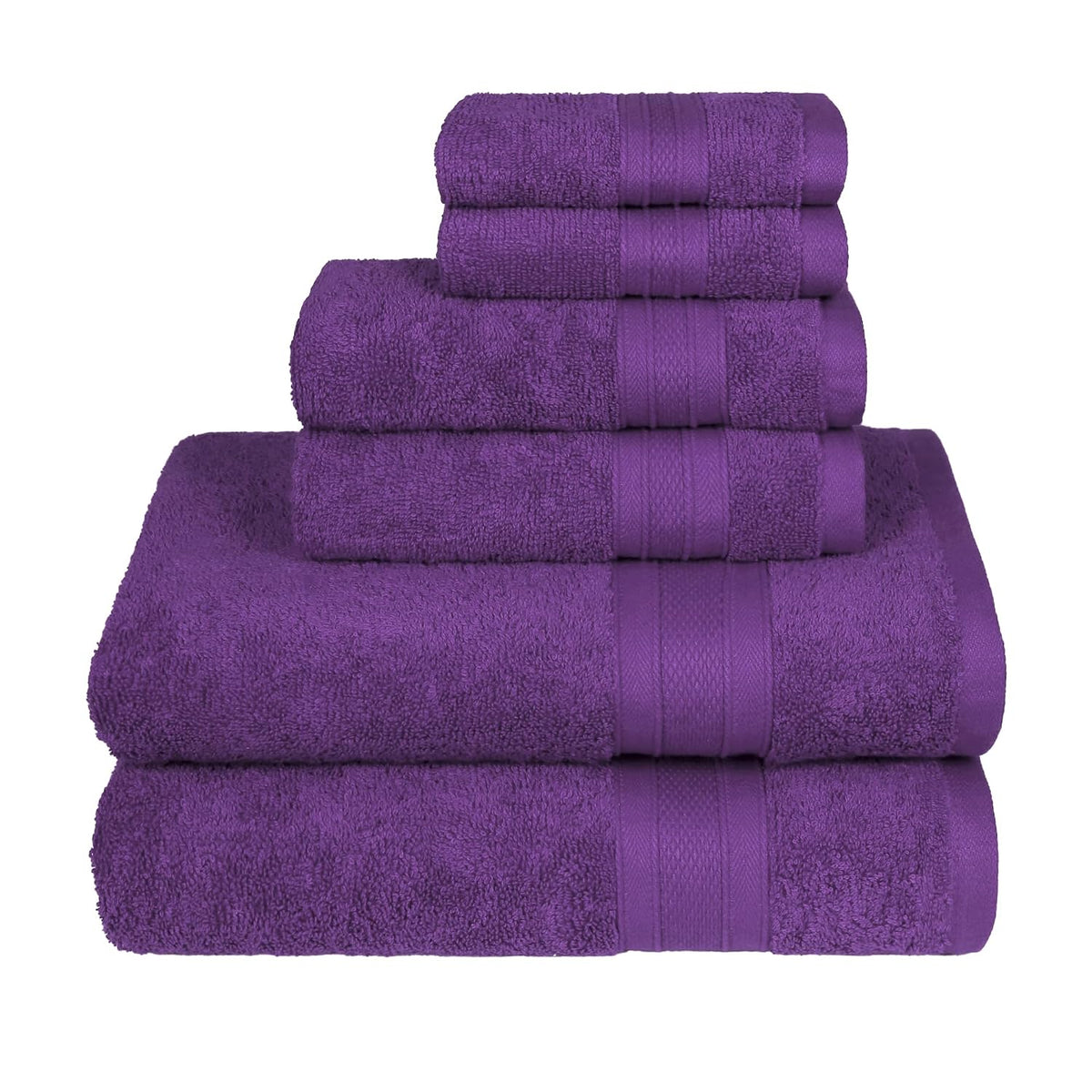 Trident Soft Comfort Air Rich Bath Towels 500 Gsm | 100% Cotton Towel, Super Soft, Highly Absorbent, 6 Pieces (Plum)