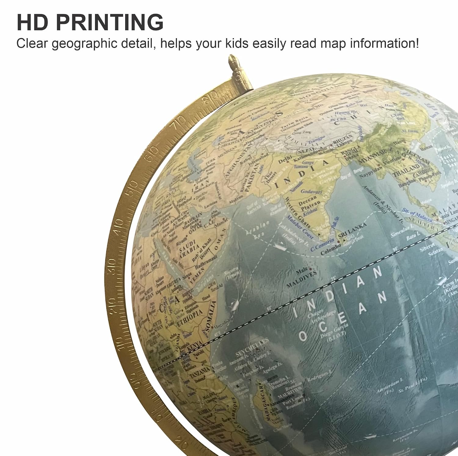 Physical Map Globe 12 Inch For Kids & Student Learning, Home Decor, Office Table, Educational Toy, Gift, Showpiece, For Students Learning, Green, Pack Of 1