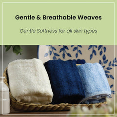 Mush Bamboo Face Towel 500 Gsm | Ultra Soft, Absorbent, & Quick Dry Towel For Facewash, Gym, Travel, Spa, Beauty Salon | Pack Of 3 (Sky Blue, Cream & Navy Blue)