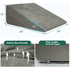 Wedge Pillow, Back Support Pillow For Neck Pain, Medium Firm, Grey Color | Pillow For Headaches, Reflux, Shoulders, Back Pain & High Resilience, Velvet Fabric, Adjustable Pillow - Pack Of 1