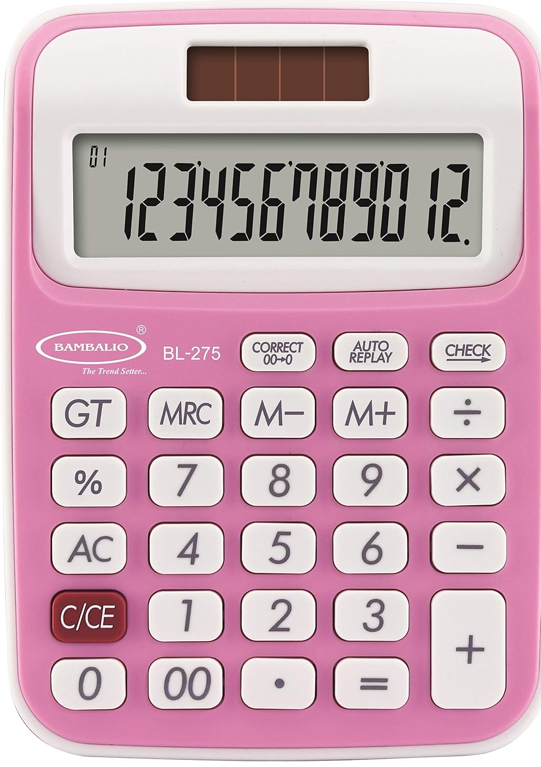 Bambalio 12 Digits BL-275 With 3 Years Warranty Electronic Calculator (Pink) | 12 Digits Big Display - 112 Steps Check & Correct