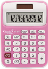 Bambalio 12 Digits BL-275 With 3 Years Warranty Electronic Calculator (Pink) | 12 Digits Big Display - 112 Steps Check & Correct