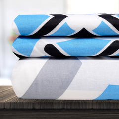 Cotton Extra Double Bedsheet For King Size With 2 Pillow Covers | 87 X 106 Inches, Blue & White - Ideal For Home, Guest House, Hotel | Soft & Breathable Fabric