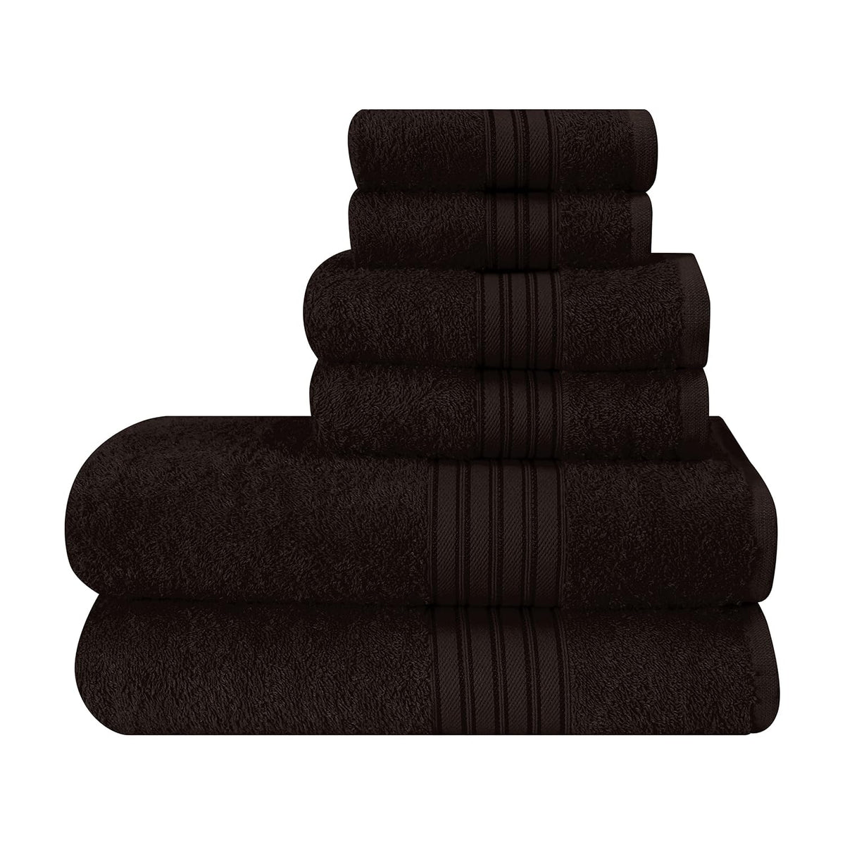 Boutiquo 100% Cotton 2 Bath, 2 Hand & 2 Face Towels 1800 Gsm | Eco-Friendly Towels For Men & Women Ultra Soft & Highly Absorbent - Chocolate Brown (Set Of 6)