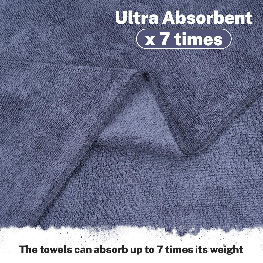 Fezora Microfiber Weft Knitting Bath Towels 400 Gsm | Large Size Bath Towel Soft & Absorbent For Men/Women (Dark Grey)
